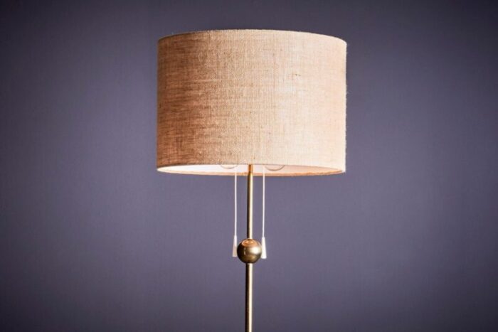 brass floor lamp with round brass base 1960s 5