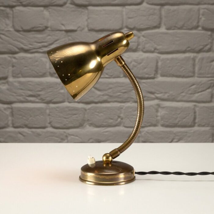 brass gooseneck table lamp by hans agne jakobsson sweden 1950s 1