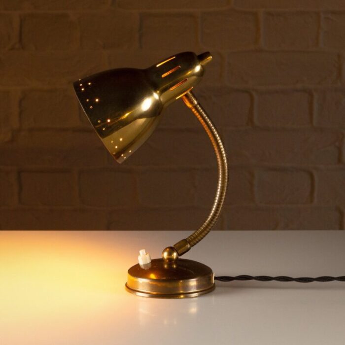 brass gooseneck table lamp by hans agne jakobsson sweden 1950s 2