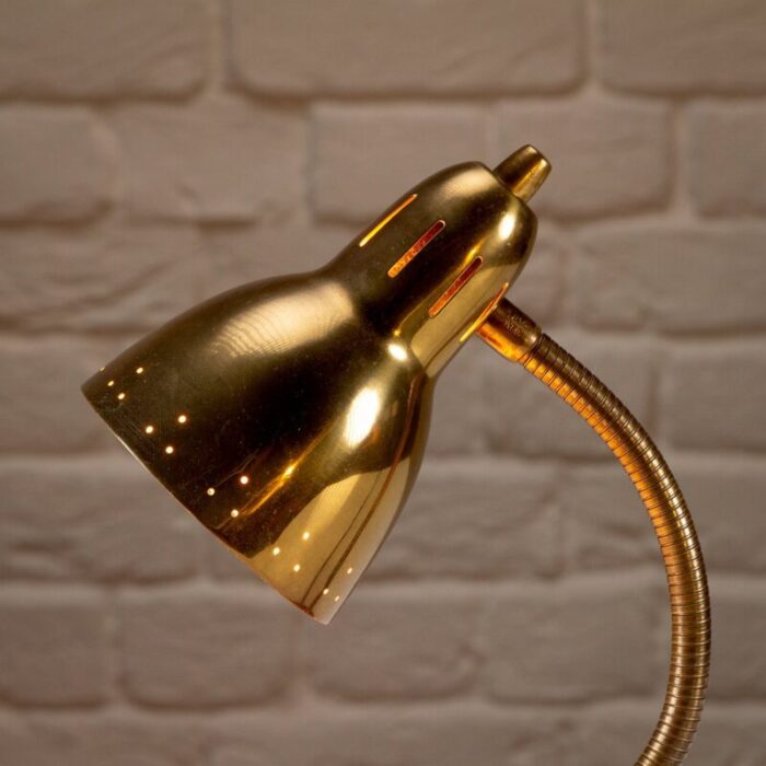 brass gooseneck table lamp by hans agne jakobsson sweden 1950s 4