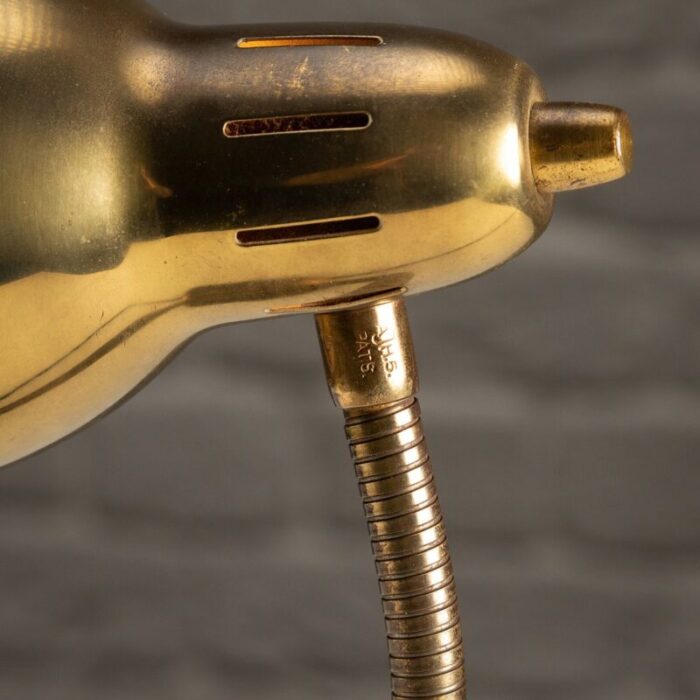 brass gooseneck table lamp by hans agne jakobsson sweden 1950s 7