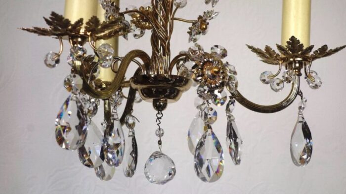 brass lead crystal ernst palm chandelier 12