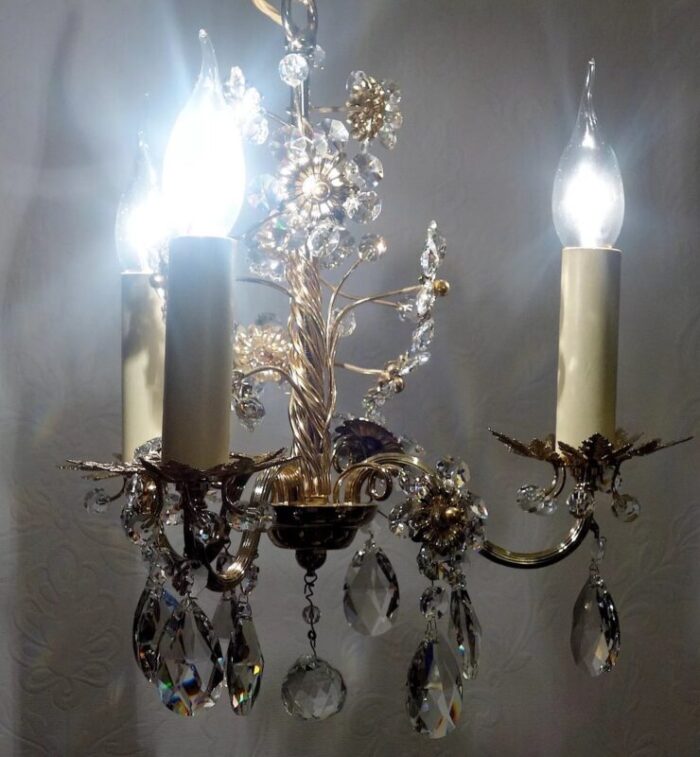 brass lead crystal ernst palm chandelier 2