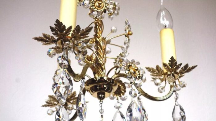 brass lead crystal ernst palm chandelier 9