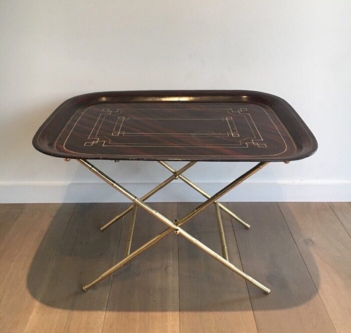 brass painted tole table 1950s 1