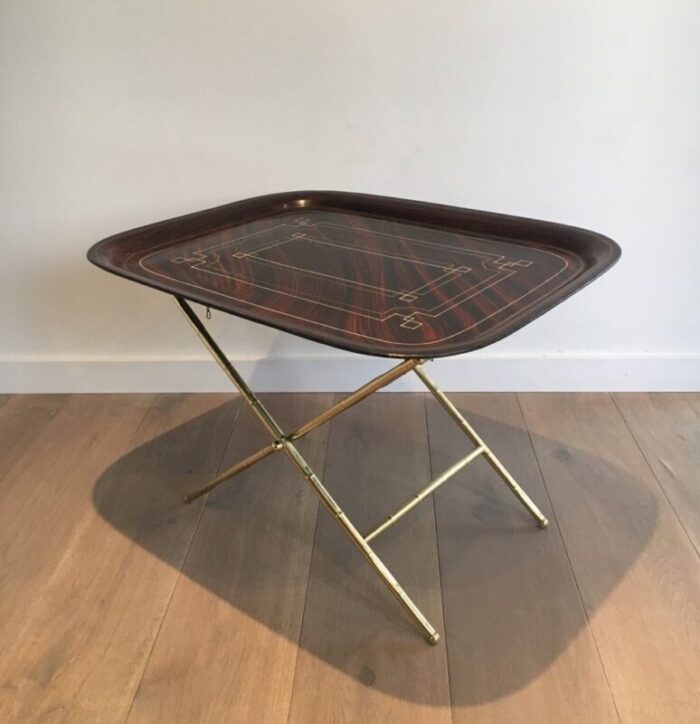 brass painted tole table 1950s 12