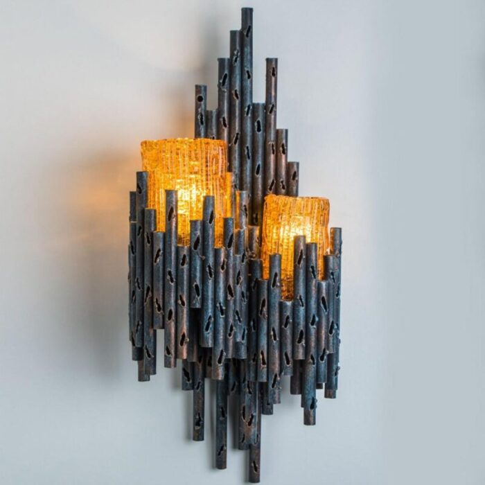 brutalist wall sconces by tom ahlstroem hans ehrlich 1960 set of 2 10