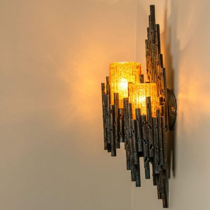 brutalist wall sconces by tom ahlstroem hans ehrlich 1960 set of 2 12