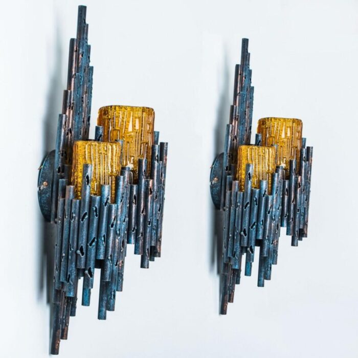 brutalist wall sconces by tom ahlstroem hans ehrlich 1960 set of 2 4