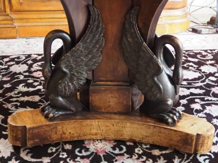 c 1815 italian empire neoclassical center table walnut with ebonized swans 4159