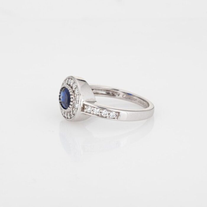 cartier sapphire diamond platinum estate signed ring size 6 0340