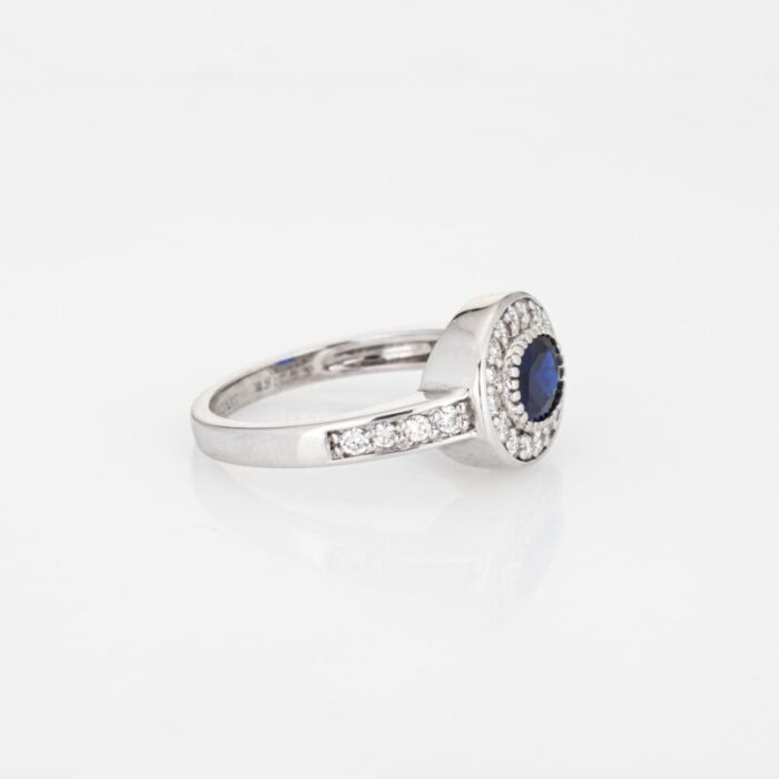 cartier sapphire diamond platinum estate signed ring size 6 6573