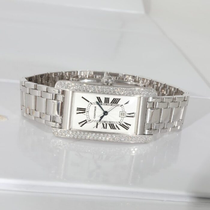 cartier tank americaine wb7026l1 unisex watch in white gold 0306