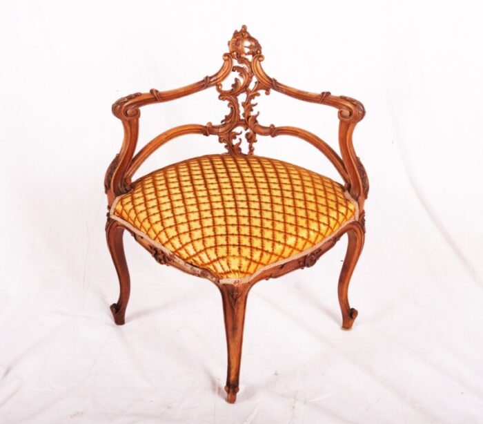 carved walnut french louis xv corner chair 1870 1