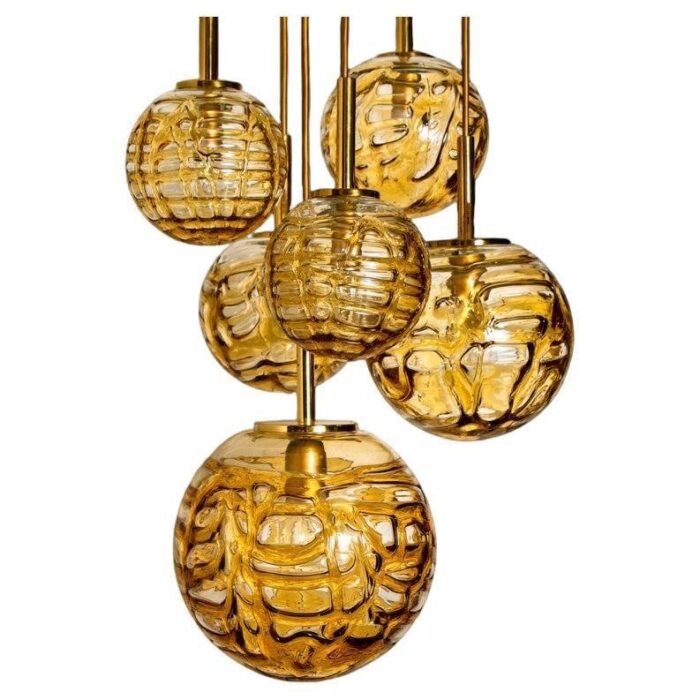 cascade fixture with six yellow murano glass globes 1960s 1