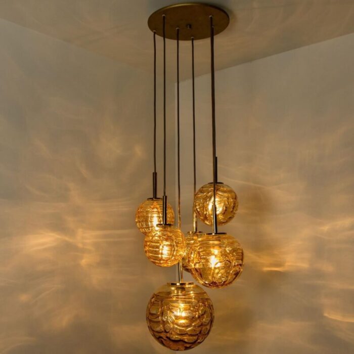 cascade fixture with six yellow murano glass globes 1960s 11