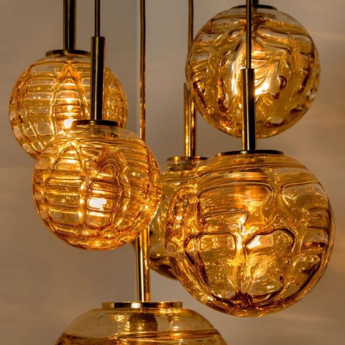 cascade fixture with six yellow murano glass globes 1960s 12