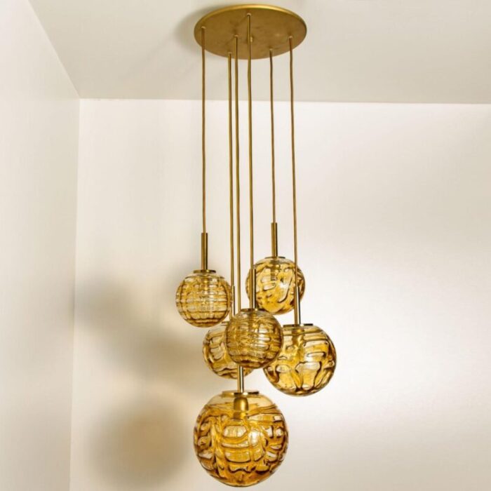 cascade fixture with six yellow murano glass globes 1960s 14