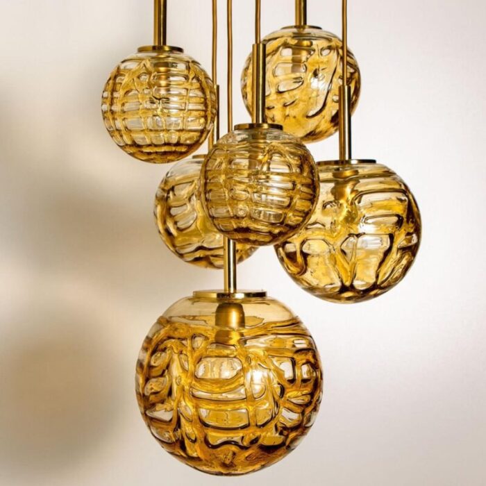 cascade fixture with six yellow murano glass globes 1960s 2