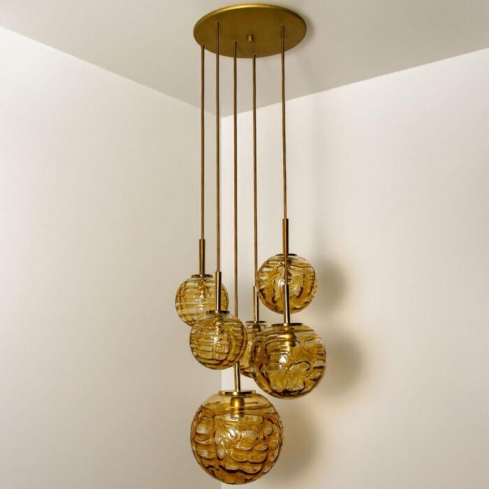 cascade fixture with six yellow murano glass globes 1960s 4