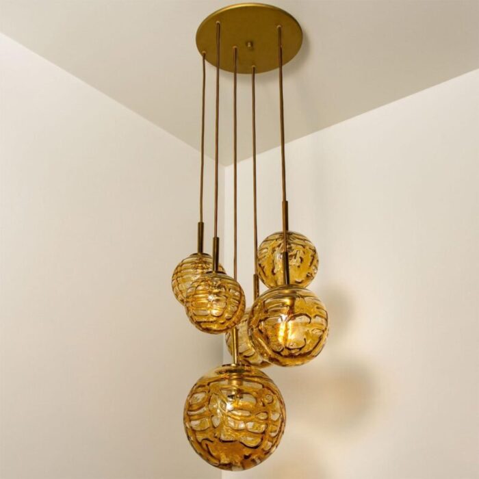 cascade fixture with six yellow murano glass globes 1960s 8