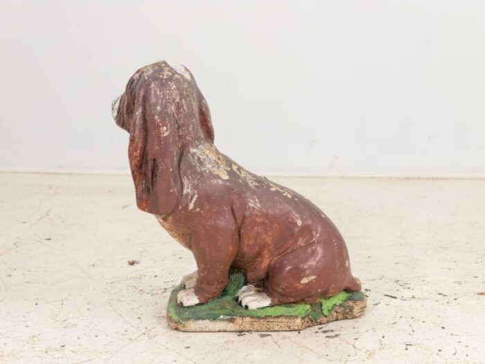 cast stone blood hound dog garden ornament with paint engand 1950s 5204