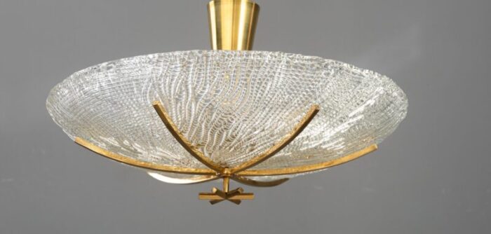 ceiling lamp with structure glass shade by j t kalmar for kalmar lighting vienna 1950s 2