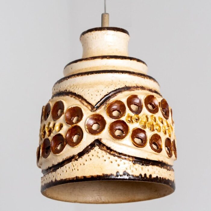 ceramic brown beige ceramic pendant light denmark 1970s 2