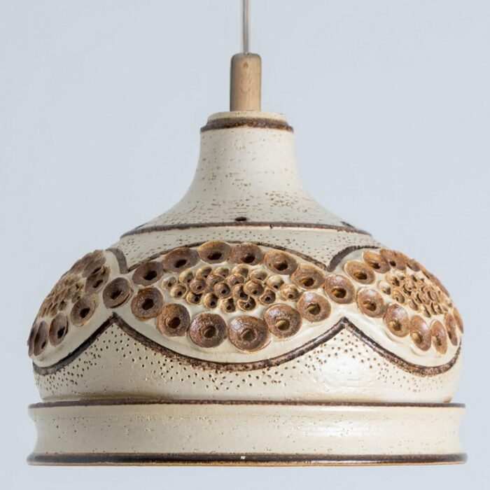 ceramic brown beige ceramic pendant light denmark 1970s 3