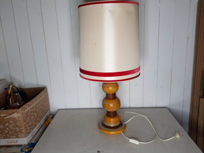 ceramic yellow lamp from kaiser leuchten 1970s 3