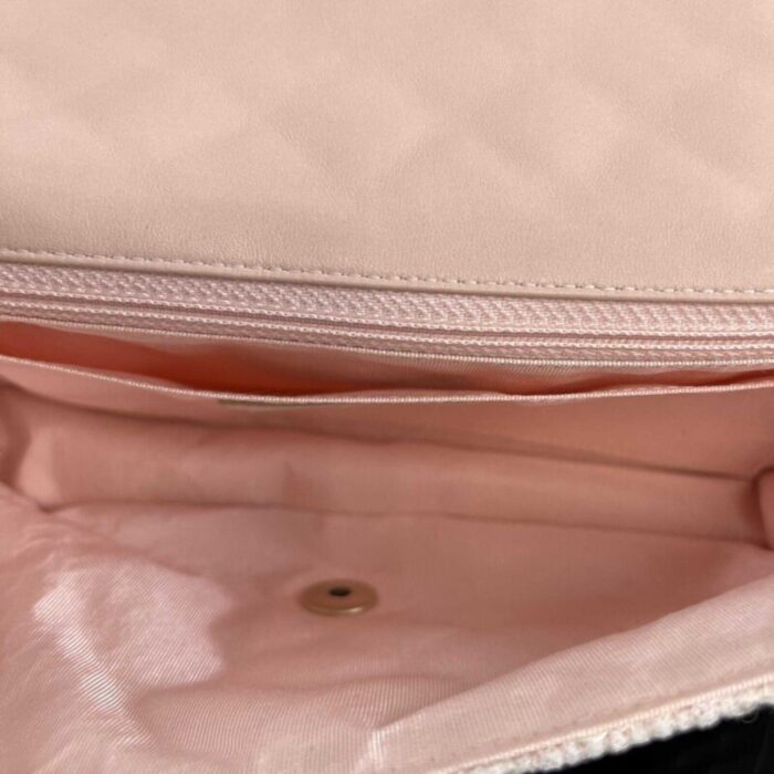 chanel good classic double flap in medium tweed pink crossbody bag 6915