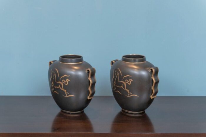 charles catteau art deco vases by boch freres keramis belgium a pair 8069