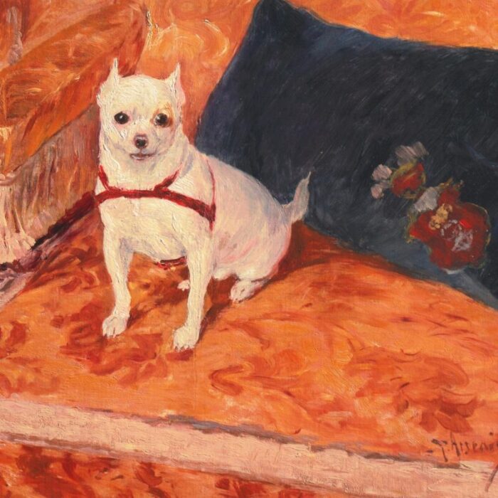 chihuahua on a velvet armchair by carl georg arsenius 1888 academie julian paris royal academy benezit 7052