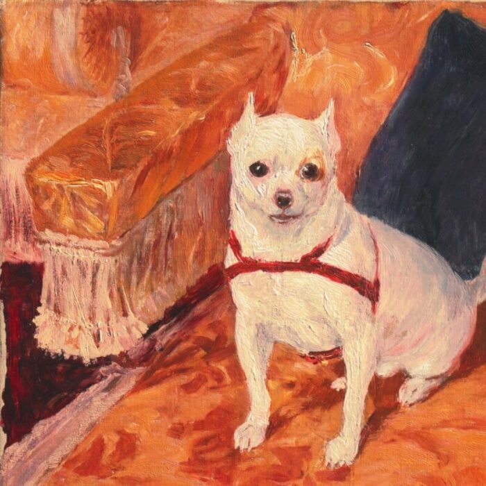 chihuahua on a velvet armchair by carl georg arsenius 1888 academie julian paris royal academy benezit 7788