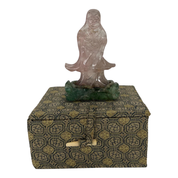 chinese carved rose quartz and jade immortal figure 4720