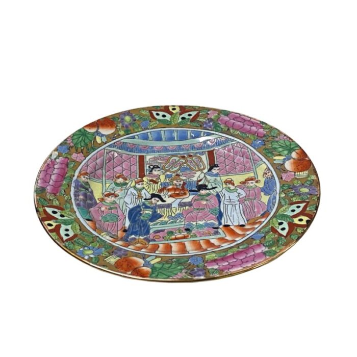 chinese oriental canton porcelain people scenery display plate decor 8790