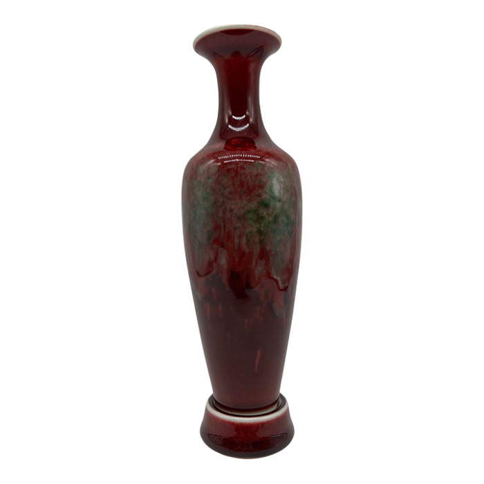 chinese peachbloom oxblood porcelain amphora style vase kangxi mark 9523