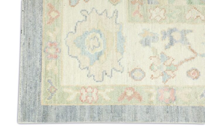 chrome white gray ivory field multicolor handwoven turkish oushak rug 81 x 10 3477