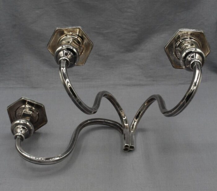 circa 1930s english silver on copper 3 light wall sconce 7772