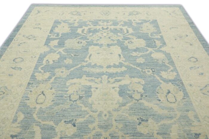 clay ash gray field multicolor handwoven turkish oushak rug 82 x 102 0289