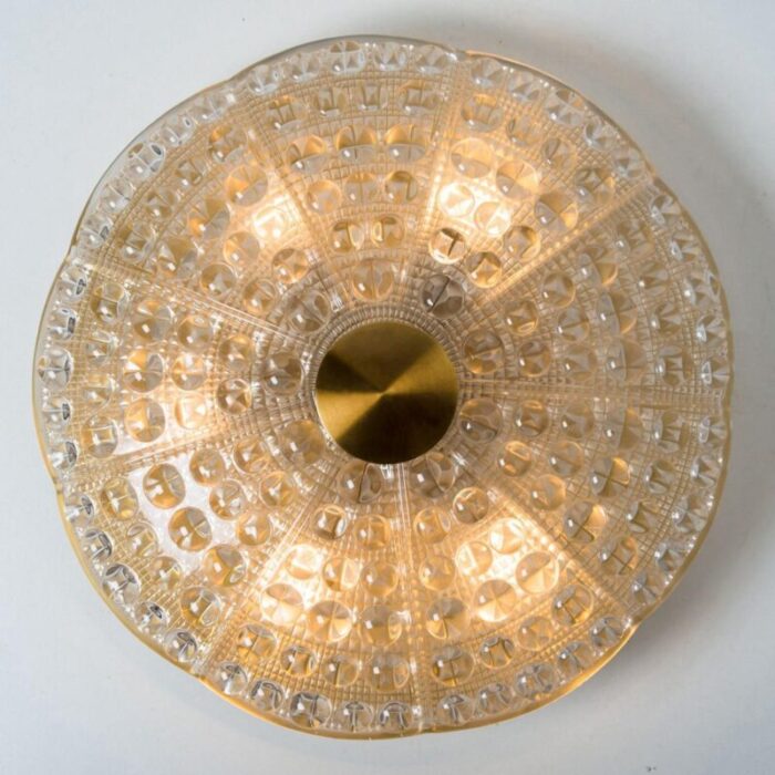 clear gold brass and glass flush mount by carl fagerlund 1960s 13