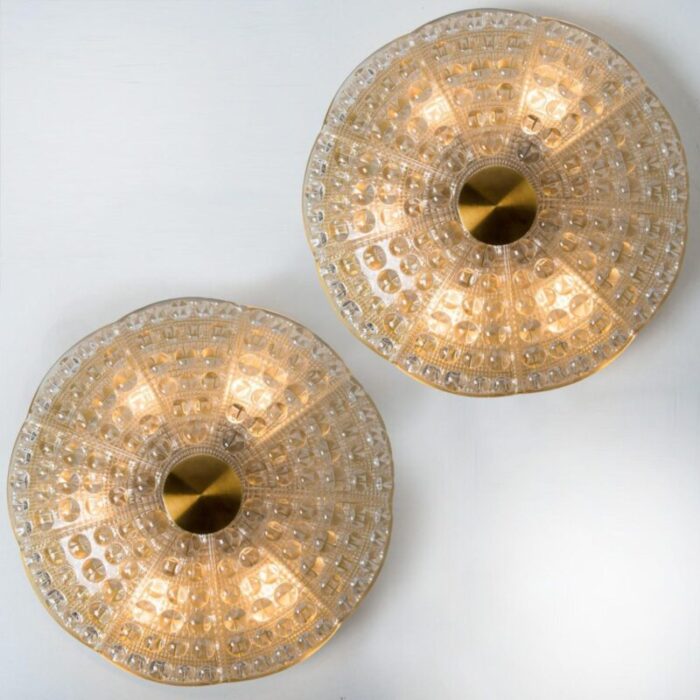 clear gold brass and glass flush mount by carl fagerlund 1960s 14