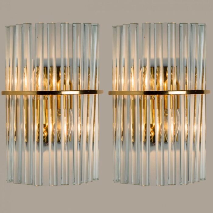 clear gold brass and glass sconce 1970 14