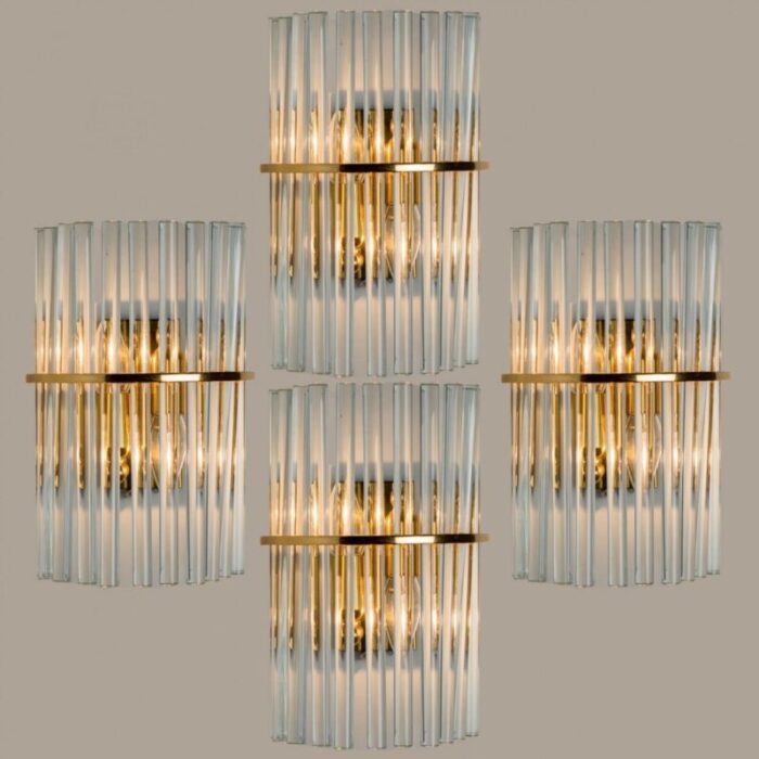 clear gold brass and glass sconce 1970 2