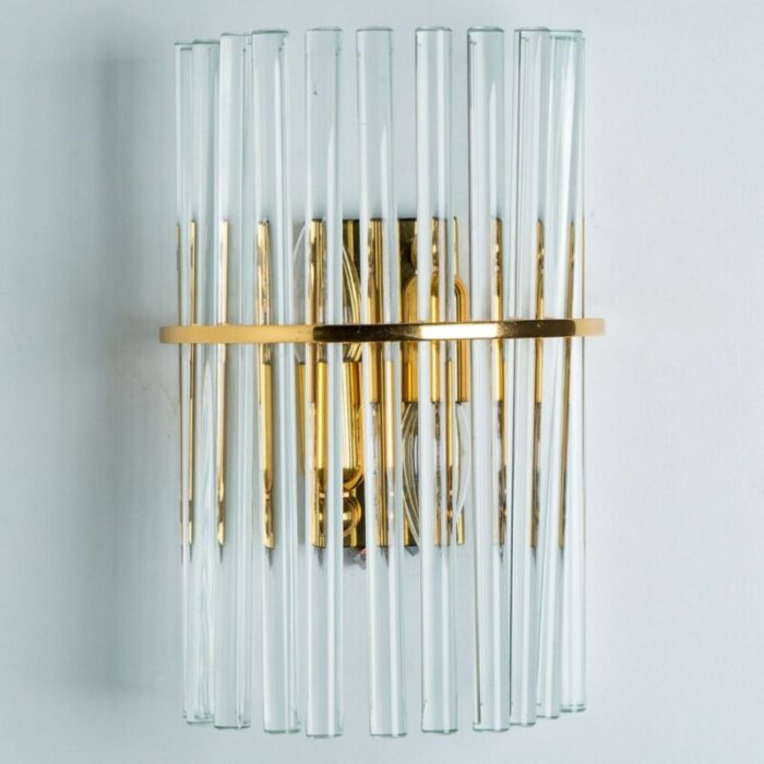 clear gold brass and glass sconce 1970 3