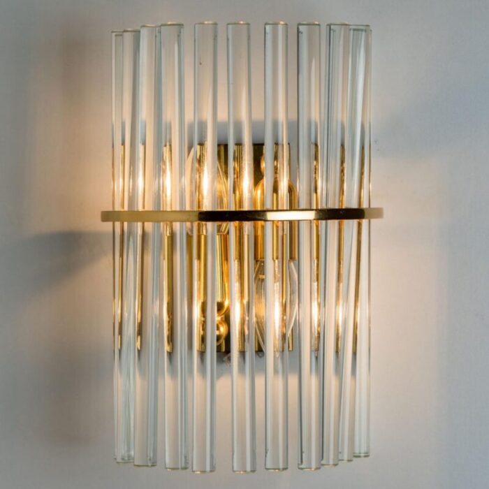 clear gold brass and glass sconce 1970 5