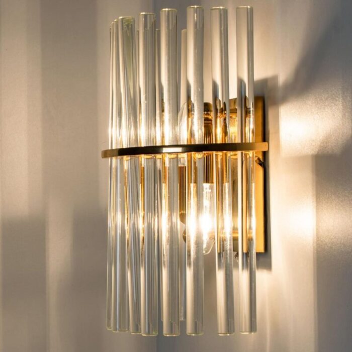 clear gold brass and glass sconce 1970 8