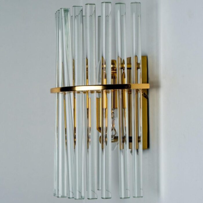 clear gold brass and glass sconce 1970 9