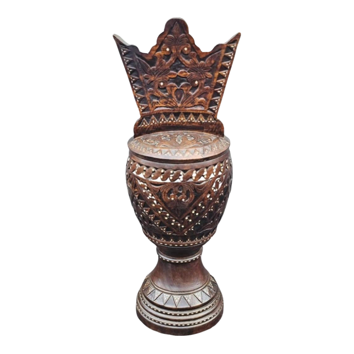 continental anglo indian carved and mother of pearl inlaid covered cellar 8059