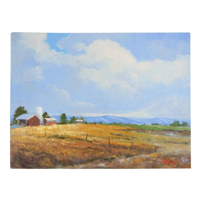 contmeporary landscape with red barn painting 3479